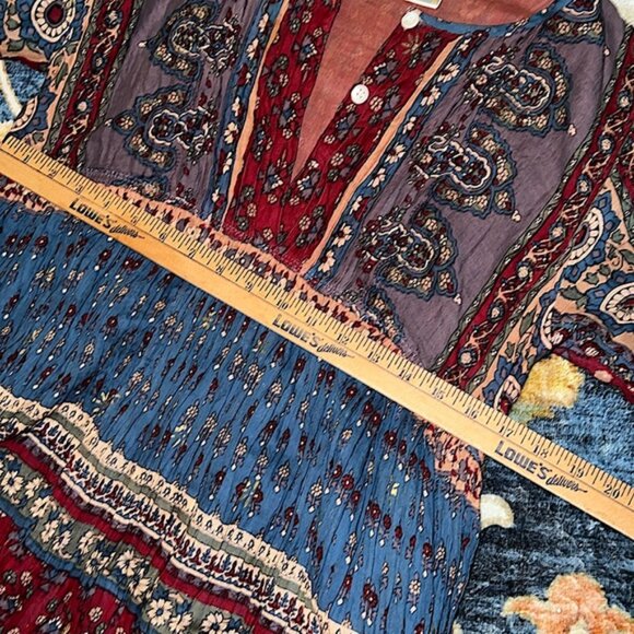 Vintage LaCera Pleated 90s Cotton Babydoll Maxi Dress Boho Hippie - Picture 11 of 12